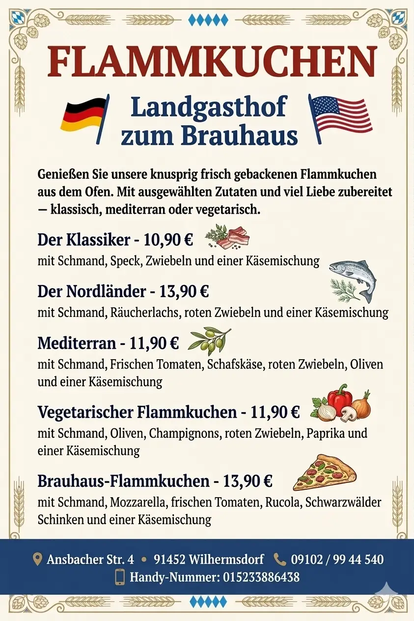 Flammkuchen im Landgasthof zum Brauhaus